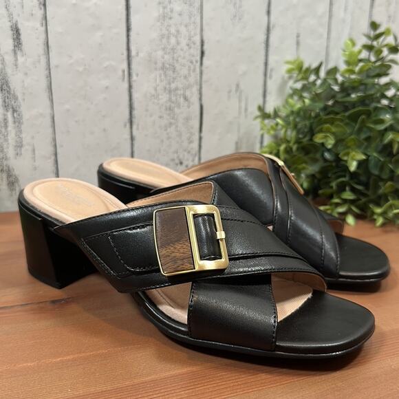 NWOT Rockport Alaina Buckle Total Motion Leather Slide Sandals Size 6.5 - Picture 3 of 11